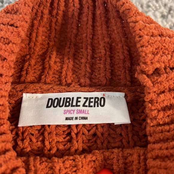 Double Zero Rust Burnt Orange Mock Turtleneck Chenille Cropped Sweater New - Picture 5 of 11